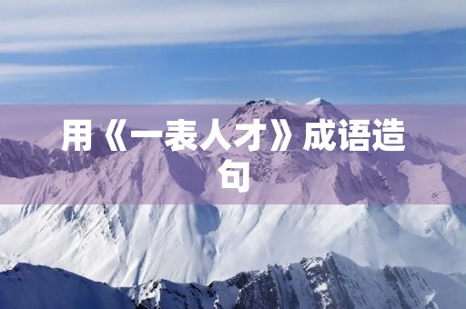 用《一表人才》成语造句