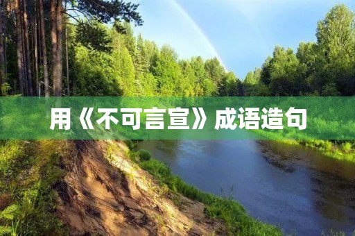 用《不可言宣》成语造句