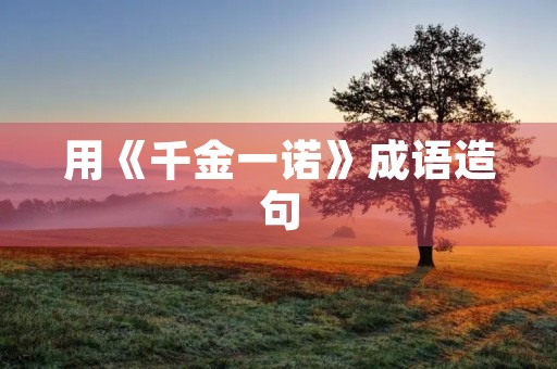 用《千金一诺》成语造句 用《千金一诺》成语造句
