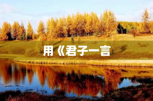 用《君子一言，快马一鞭》成语造句：