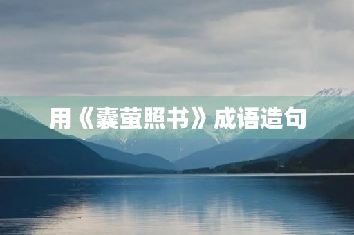 用《囊萤照书》成语造句 用《囊萤照书》成语造句