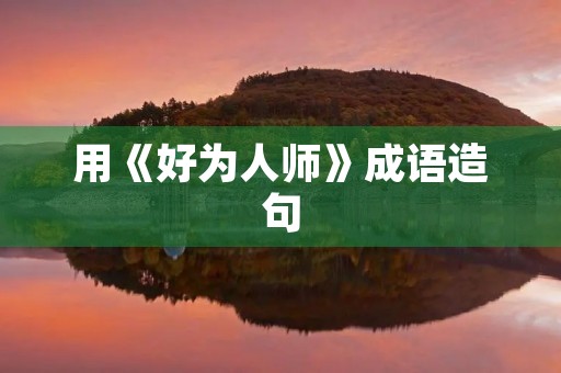 用《好为人师》成语造句