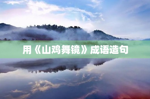 用《山鸡舞镜》成语造句 用《山鸡舞镜》成语造句