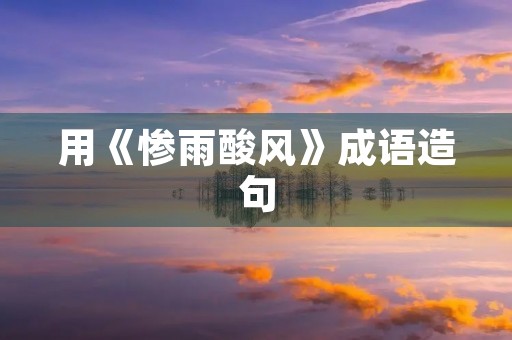 用《惨雨酸风》成语造句 用《惨雨酸风》成语造句