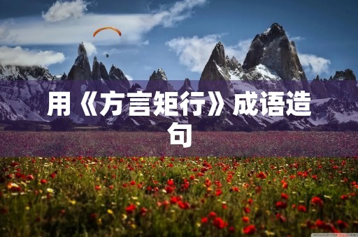 用《方言矩行》成语造句 用《方言矩行》成语造句