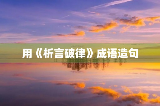 用《析言破律》成语造句 用《析言破律》成语造句