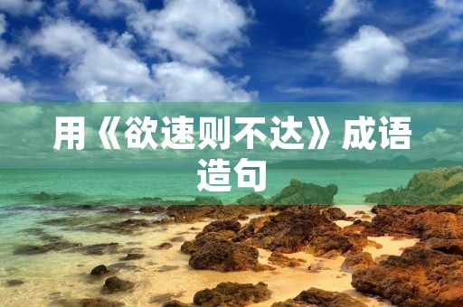 用《欲速则不达》成语造句