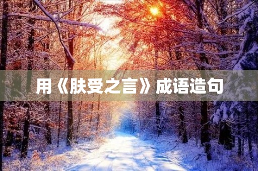 用《肤受之言》成语造句 用《肤受之言》成语造句