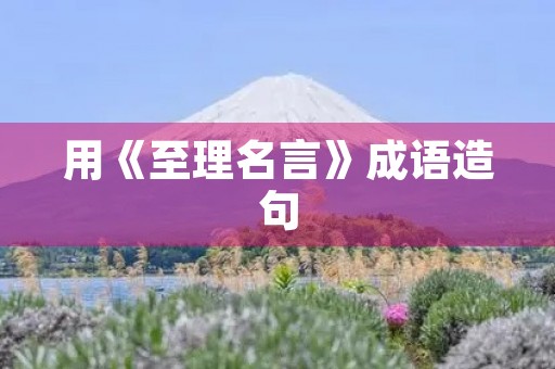 用《至理名言》成语造句 用《至理名言》成语造句