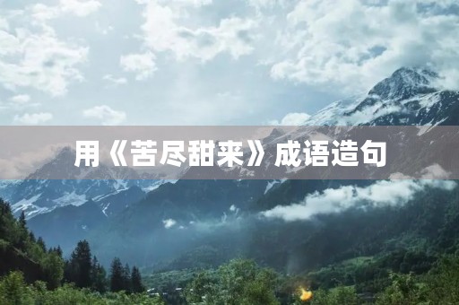 用《苦尽甜来》成语造句 用《苦尽甜来》成语造句