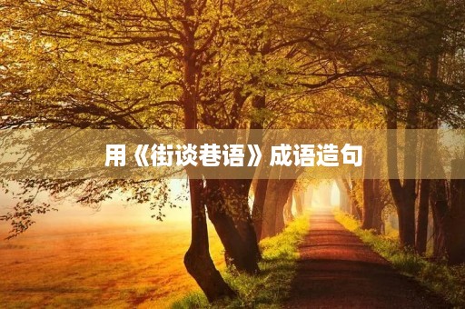 用《街谈巷语》成语造句 用《街谈巷语》成语造句