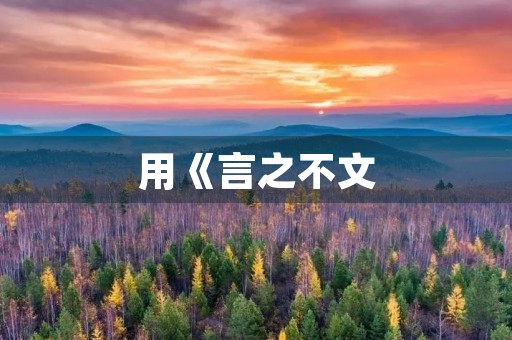 用《言之不文，行之不远》成语造句
