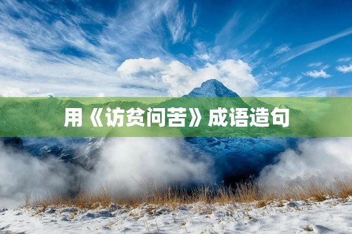 用《访贫问苦》成语造句 用《访贫问苦》成语造句