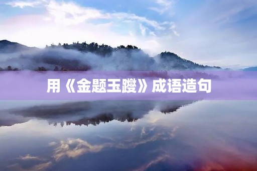 用《金题玉躞》成语造句 用《金题玉躞》成语造句