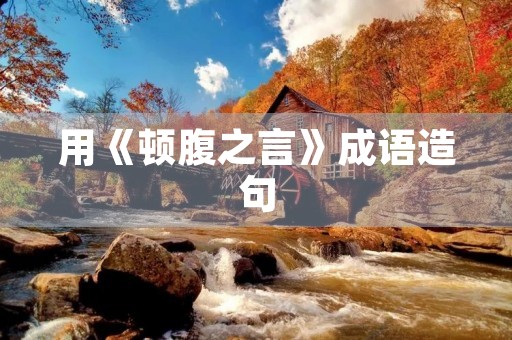 用《顿腹之言》成语造句 用《顿腹之言》成语造句