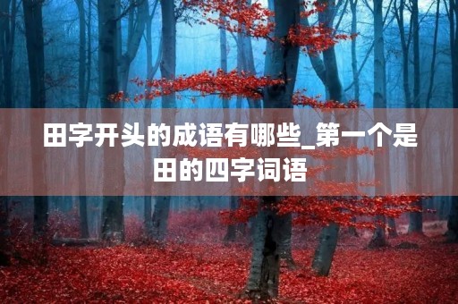 田字开头的成语有哪些_第一个是田的四字词语 田字开头的成语有哪些_第一个是田的四字词语