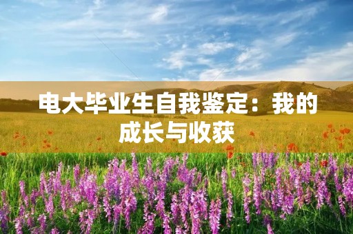 电大毕业生自我鉴定：我的成长与收获