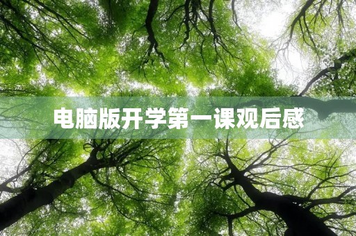 电脑版开学第一课观后感