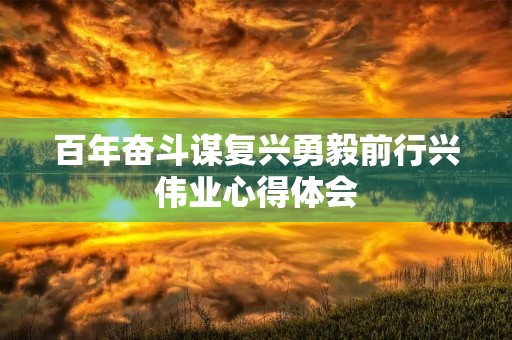 百年奋斗谋复兴勇毅前行兴伟业心得体会