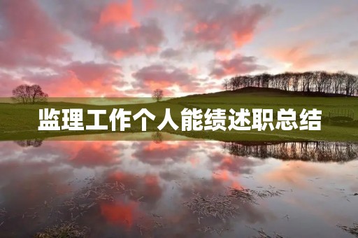 监理工作个人能绩述职总结 监理工作个人能绩述职总结