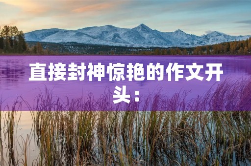 直接封神惊艳的作文开头: 直接封神惊艳的作文开头: