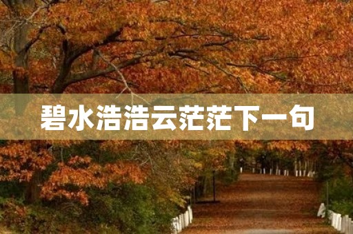 碧水浩浩云茫茫下一句，碧水浩浩云茫茫下一句怎么接
