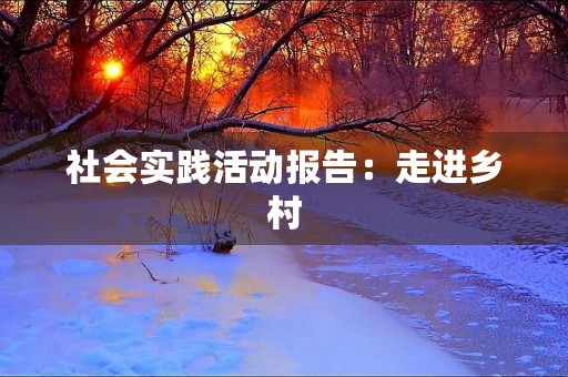 社会实践活动报告:走进乡村,了解农民生活 社会实践活动报告:走进乡村,了解农民生活