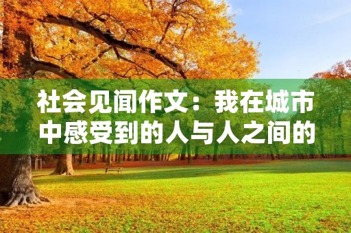 社会见闻作文：我在城市中感受到的人与人之间的距离