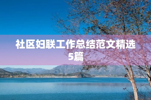社区妇联工作总结范文精选5篇