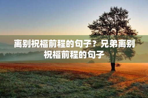 离别祝福前程的句子？兄弟离别祝福前程的句子