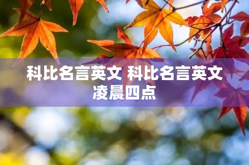 科比名言英文 科比名言英文凌晨四点