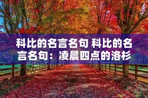 科比的名言名句 科比的名言名句：凌晨四点的洛杉矶英文