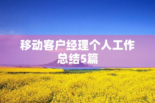 移动客户经理个人工作总结5篇 移动客户经理个人工作总结5篇