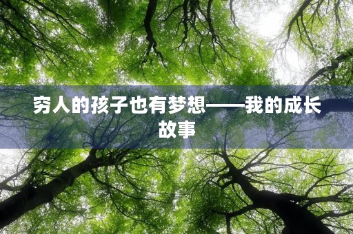 穷人的孩子也有梦想——我的成长故事 穷人的孩子也有梦想——我的成长故事