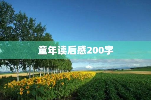 童年读后感200字