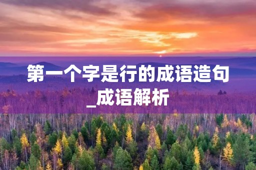 第一个字是行的成语造句_成语解析