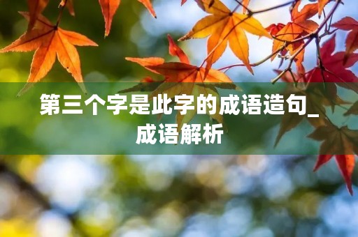 第三个字是此字的成语造句_成语解析