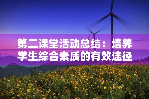 第二课堂活动总结:培养学生综合素质的有效途径