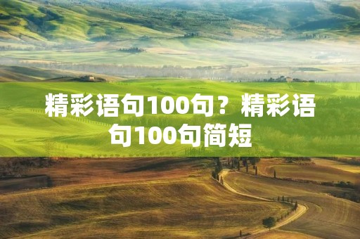 精彩语句100句？精彩语句100句简短