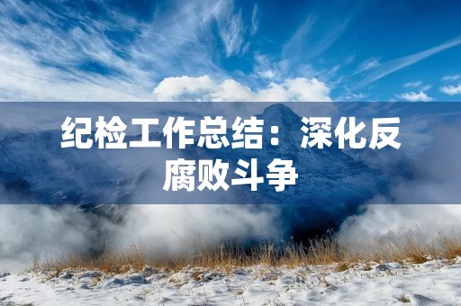 纪检工作总结:深化反腐败斗争,推动全面从严治党