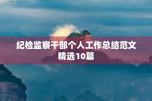 纪检监察干部个人工作总结范文精选10篇