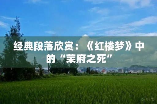 经典段落欣赏:《红楼梦》中的“荣府之死” 经典段落欣赏:《红楼梦》中的“荣府之死”