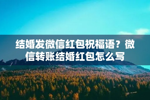 结婚发微信红包祝福语？微信转账结婚红包怎么写