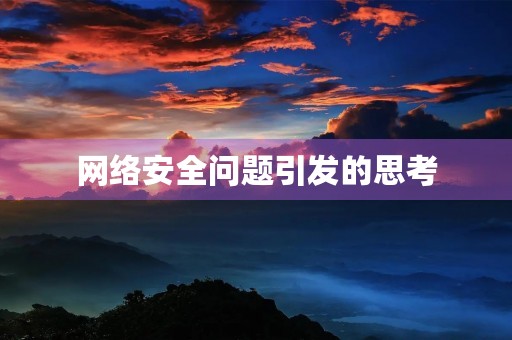 网络安全问题引发的思考 网络安全问题引发的思考