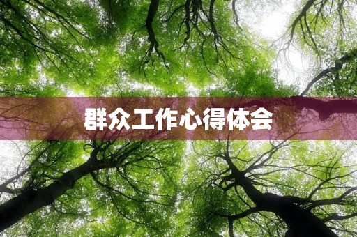 群众工作心得体会 群众工作心得体会