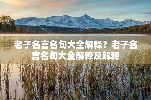 老子名言名句大全解释?老子名言名句大全解释及解释 老子名言名句大全解释?老子名言名句大全解释及解释