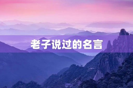 老子说过的名言，老子说过的名言无诺必寡