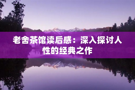 老舍茶馆读后感：深入探讨人性的经典之作