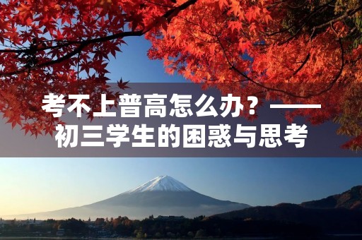 考不上普高怎么办?——初三学生的困惑与思考 考不上普高怎么办?——初三学生的困惑与思考