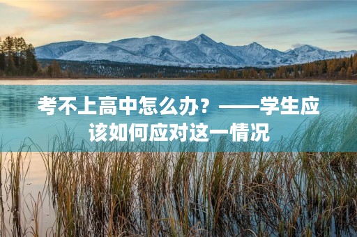 考不上高中怎么办?——学生应该如何应对这一情况 考不上高中怎么办?——学生应该如何应对这一情况